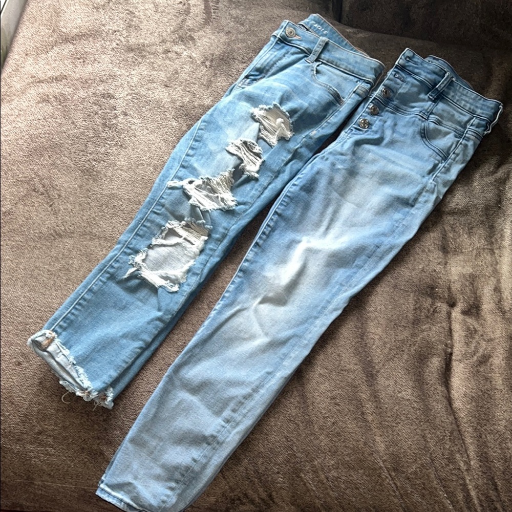 American Eagle Outfitters Blue Skinny Jeans Distressed